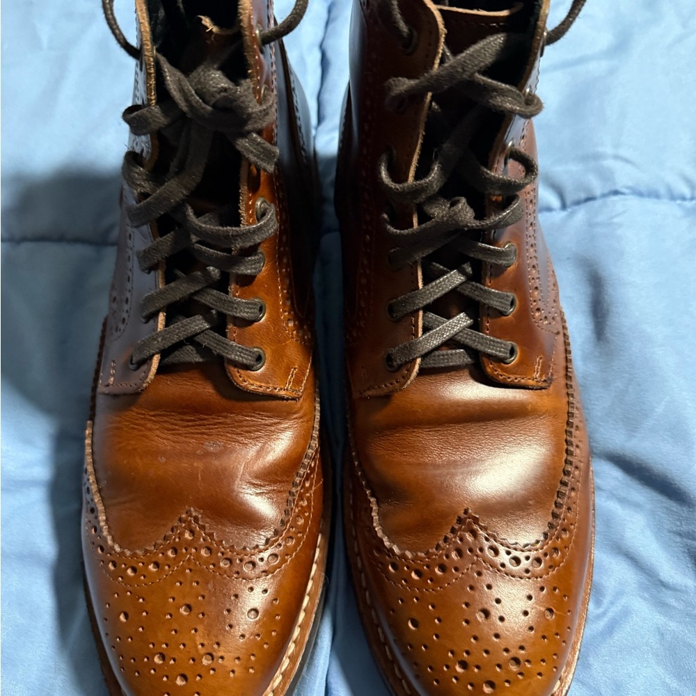 Thursday Boots Honey/Cognac Leather Brogue Boots 8.5 MENS